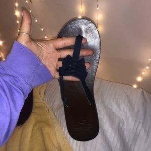 Navy Bow Sandals
